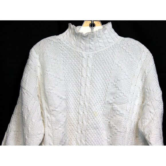 VTG Attencione White Italian Sweater Cable Knit Oversized Thick High Neck Winter - Picture 2 of 7